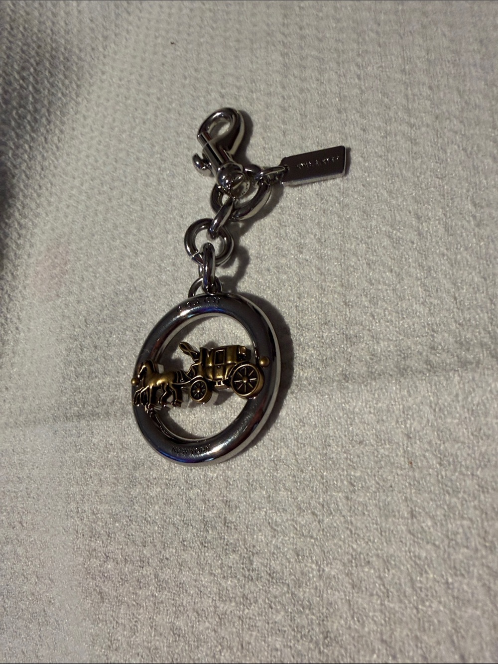 Coach Silver & Gold Horse Carriage Key Charm